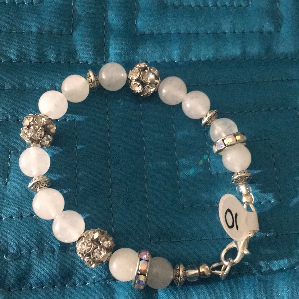 Clear quartz with rhinestone bracelet